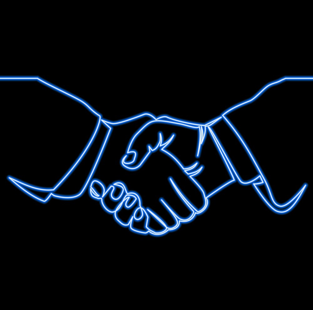 blue handshake